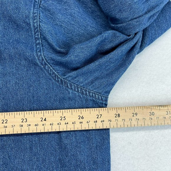 Wrangler Denim Shirt 2XLT Men's Button Up Western Shirt Long Sleeve Medium Wash - Picture 9 of 12